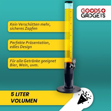 Система разлива пива и стойка для пива 3,5 л с охлаждением Премиальный диспенсер для напитков и пивная колонна для вечеринок Напиточная, разливочная и питьевая колонны Идеальный гаджет для пива и апероля (1 диспенсер для пива, 5 л)