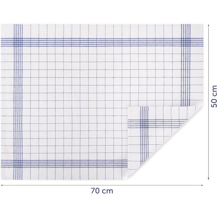 Набір кухонних рушників преміум-класу Blumtal з 10 предметів - Високоякісні кухонні рушники, 100 бавовна, синій у клітинку, 50x70 см, 10 предметів, синій