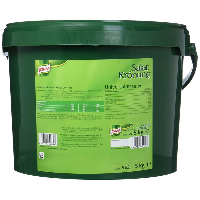 Заправка для салату Knorr Art (легка у приготуванні заправка для салату, універсальна заправка для салату) 1 упаковка (1 x 1 кг) (Універсальна, 5 кг (1 упаковка))