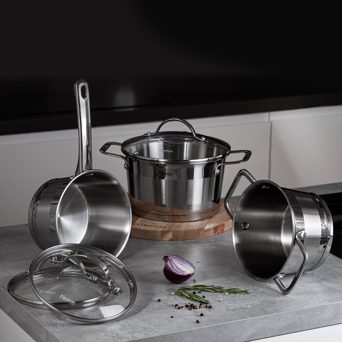 Каструля Fissman TIERNO 20x11,5 см / 3,1л зі скляною кришкою нержавіюча сталь (5495)
