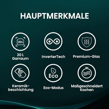 Мікрохвильова піч Hisense H20MOBP1HI / 700 Вт / InverterTech / Керамічне покриття / Преміальне скло / Виготовлена на замовлення, багатофазне приготування / Функція розморожування / 5 рівнів потужності / Блокування від дітей / Чорна (20 л, цифрове керуванн