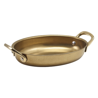Сковорода для подачі 16.5*12.5 см, 350 мл, овальна, металева, Gold Vintage Steel, GenWare