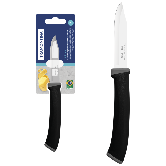Нож для овощей Tramontina Felice black, 78 мм (7081474)