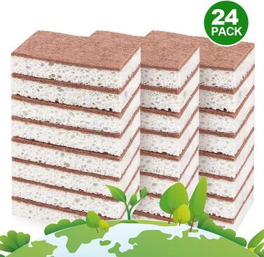 Набор натуральных губок для чистки кухни 24 шт. 10,2 x 6,1 x 2 см HOMEXCEL