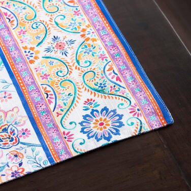 Бавовняні килимки, набір з 4 шт. , декоративні килимки, пасхальні килимки, що миються, для свят, вечерь, весни, літа (33 см x 48 см) (056 - Індійський квітковий візерунок), 39Hermine, 100