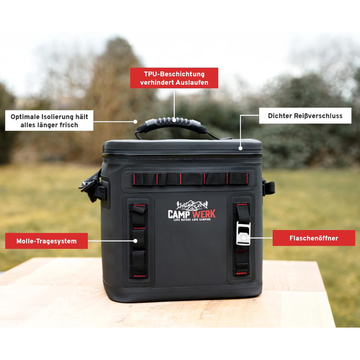 Сумка-холодильник CAMPWERK 25 л водонепроникна, ізольована та міцна ідеально підходить для кемпінгу, активного відпочинку на свіжому повітрі та пікніків