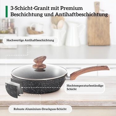 Набір кухонного посуду, 17 предметів, чорний Kitchen Academy