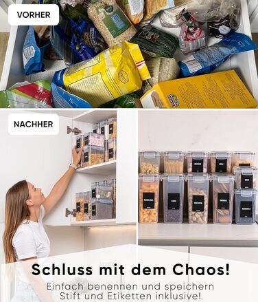 Набор из 24 контейнеров для хранения, прозрачный/черный XL Deco haus