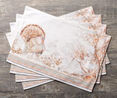 Бавовняні килимки для серветок, набір з 4 шт. , декоративні килимки для серветок, пасхальні килимки, що миються, для свят, вечерь, весни, літа (33 см x 48 см) (24 - Подяки), 39Hermine 100