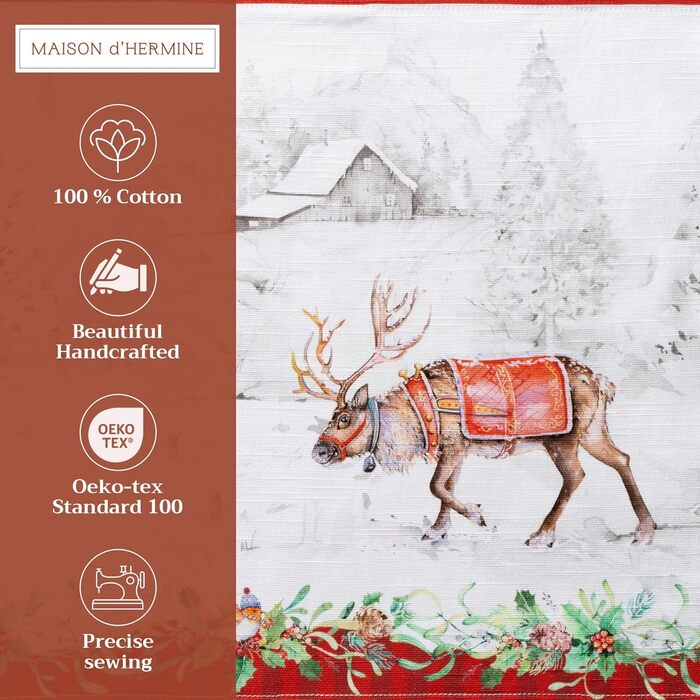 Бавовняні килимки для серветок, набір з 4 шт. , декоративні килимки для серветок, пасхальні килимки, що миються, для свят, вечерь, весни, літа (33 см x 48 см) (05 - Різдвяна традиція), 39Hermine 100