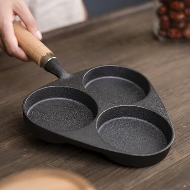 Чугунная сковорода для жарки яиц 3-в-1, черная Justup