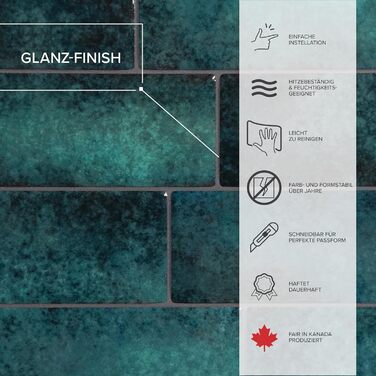 Наклейки для плитки, що самоклеяться - упаковка з 5 аркушів 29,36 см x 21,29 см - 3D самоклеючі ПВХ наклейки для плитки та фартуха для кухні, ванної кімнати та стін, кольорова та водонепроникна плитка (колір Medina Green)