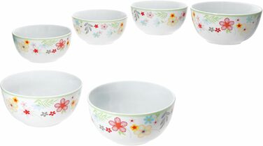 Набір із 6 тарілок для торта MamboCat Variant Floral Барвисті порцелянові тарілки для сніданку на 6 осіб Барвисті маленькі тарілки для салату, десерту та інших страв на сніданок, обід, каву та вечерю (чаша для пластівців)