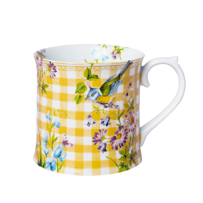 Кухоль для чаю Katie Alice ENGLISH GARDEN Yellow Gingham, фарфор, 400 мл