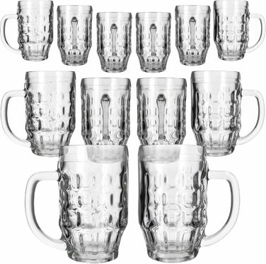 Набір із 12 класичних скляних пивних кухлів 500 мл MamboCat