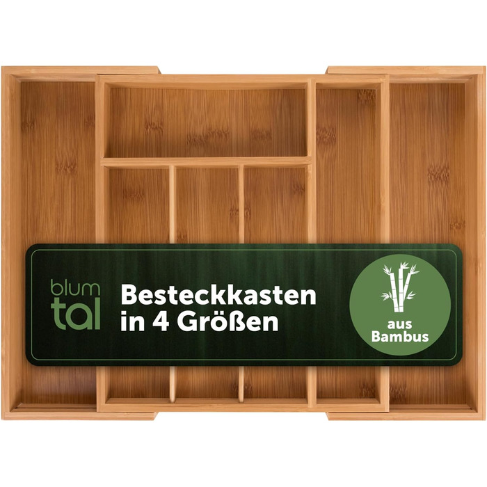 Деревянный лоток для столовых приборов, раздвижной на 5-7 отделений Blumtal