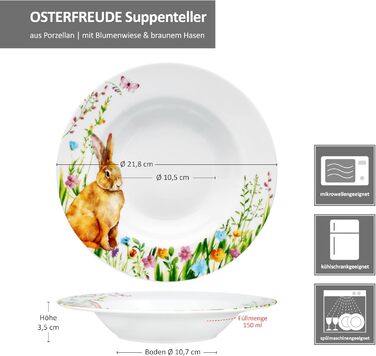 Набір із 6 тарілок для супу на Великдень 150 мл MamboCat