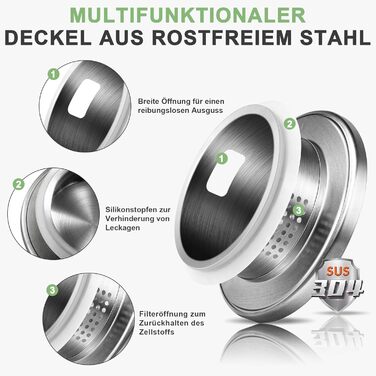 Скляний глечик з кришкою та широкою ручкою та щітка для чищення 2,5 л SUSTEAS