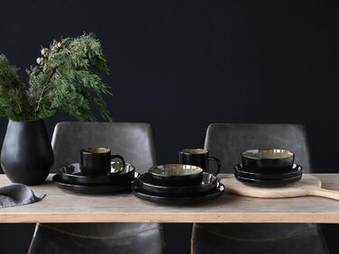 Серія Nordic Fjord набір посуду з 18 предметів, набір керамічних тарілок (комбінований сервіз 10 шт. , Зелений), 21551