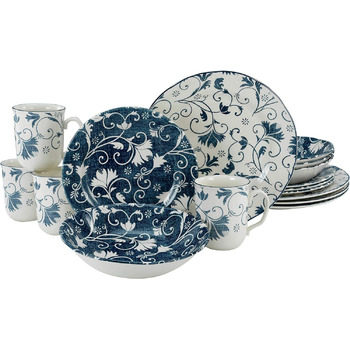 Серія Набір дамаського посуду, комбінований набір 16 предметів, керамограніт (синій), 22256