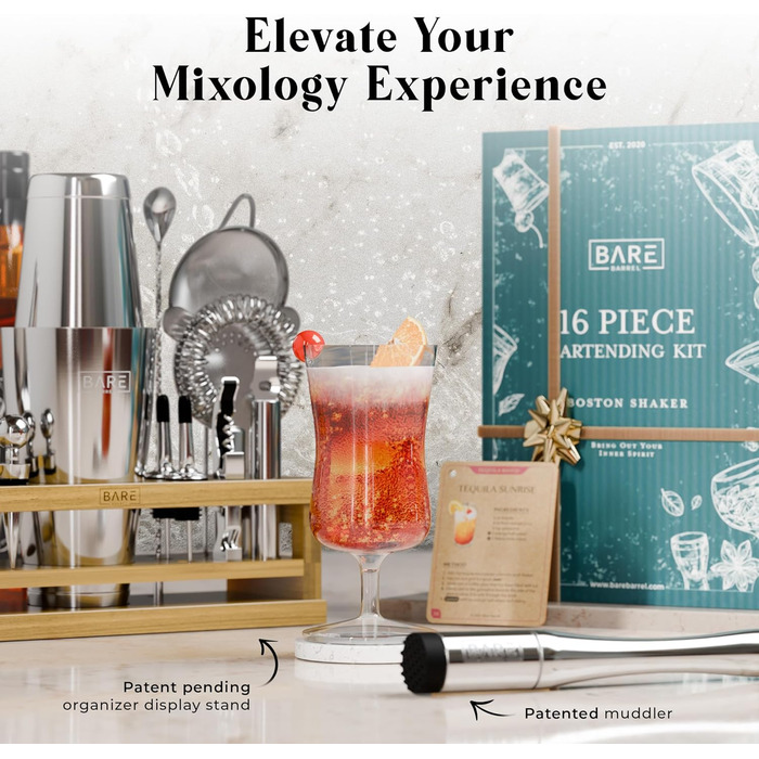 Набір для коктейлів 16 предметів срібний Bare Barrel