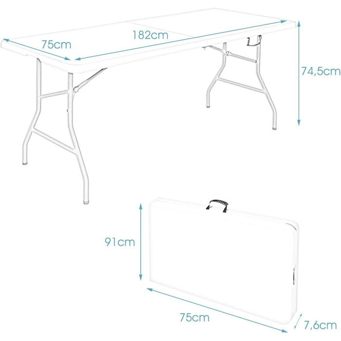 Складной кемпинговый стол 182 х 75 х 74,5 см RELAX4LIFE