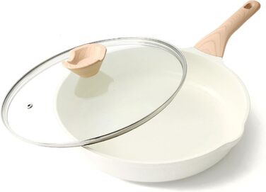 Сковорода 32 см зі скляною кришкою, біла Kordisen