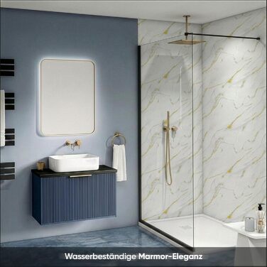 Стінові панелі IZODEKOR під мармур 60x120 см Фартух для кухні ПВХ-облицювання стін для кухні, ванної кімнати Бризкозахисний екран для кухні Водонепроникний та термостійкий (4 панелі, Golden Harmony)