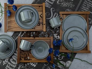 Набір посуду CreaTable, 16738, серія Chef Collection, комбінований сервіз 30 предметів (кавовий набір 18 шт. , сірий)