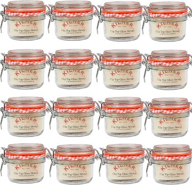 12 стеклянных баночек 125 мл с зажимом Kilner