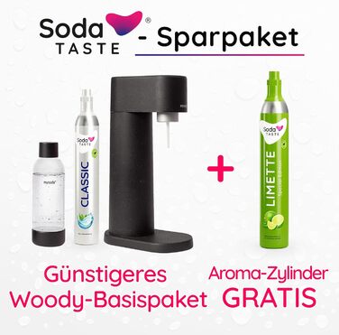 Набор для газирования воды, 4 предмета, классик + лайм, черный Mysoda Woody SodaTASTE