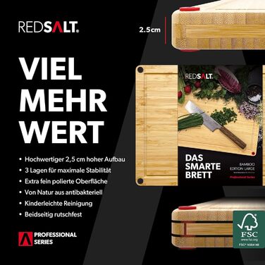 Разделочная доска из натурального бамбука 42 х 30 см REDSALT