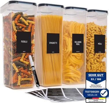 Набор из 4 контейнеров для хранения 2,8 л, прозрачный/черный Deco haus