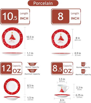 Фарфоровый рождественский набор посуды на 6 человек, 30 предметов VEWEET