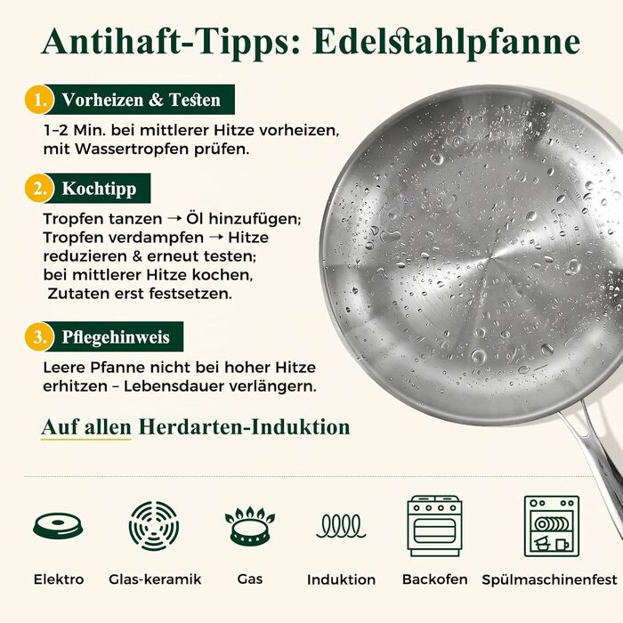 Набір сковорідок з нержавіючої сталі 20/26/30 см Terlulu