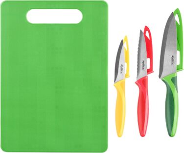 Набор ножей Zyliss E72404 3 шт., 9 см / 10 см / 14 см, зеленый/красный/фиолетовый, набор кухонных ножей Универсальный нож / нож для очистки овощей / нож для очистки овощей / нож для очистки овощей, гарантия 5 лет (набор из 3 ножей и цимбал)