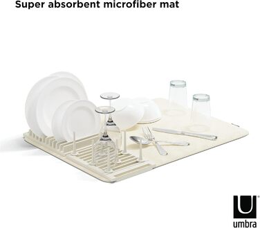Подставка-сушилка для посуды с ковриком 61 х 46 см бежевая Udry Peg Umbra