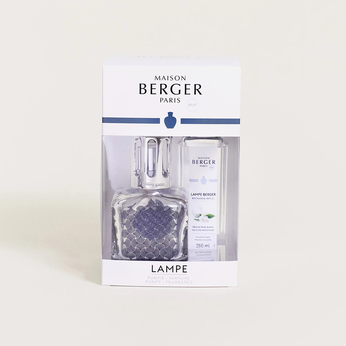 Аромалампа Maison Berger Paris ICE CUBE GINKGO, 250 мл + Наповнювач з ароматом DELICATE WHITE MUSK, 250 мл