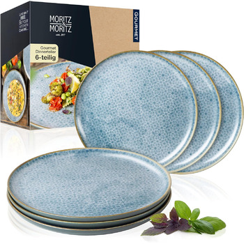 Набор посуды из 18 предметов на 6 персон набор тарелок ярко-синего цвета из высококачественного фарфора посуда 6 обеденных тарелок, десертных тарелок и мисок каждая (6 больших тарелок)