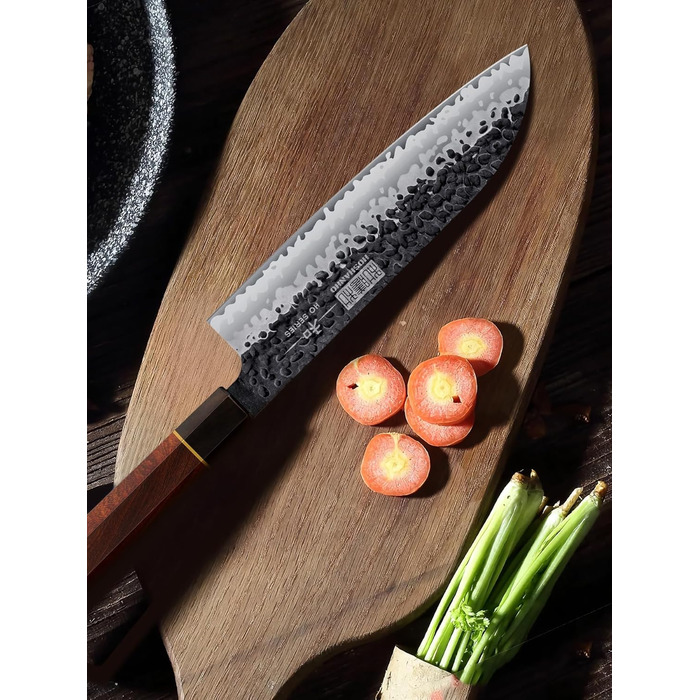 Кухонний ніж ручного кування, лезо 18 см HOSHANHO Santoku