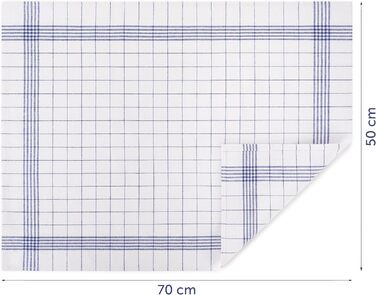 Набір кухонних рушників преміум-класу Blumtal з 10 предметів - Високоякісні кухонні рушники, 100 бавовна, синій у клітинку, 50x70 см, 10 предметів, синій