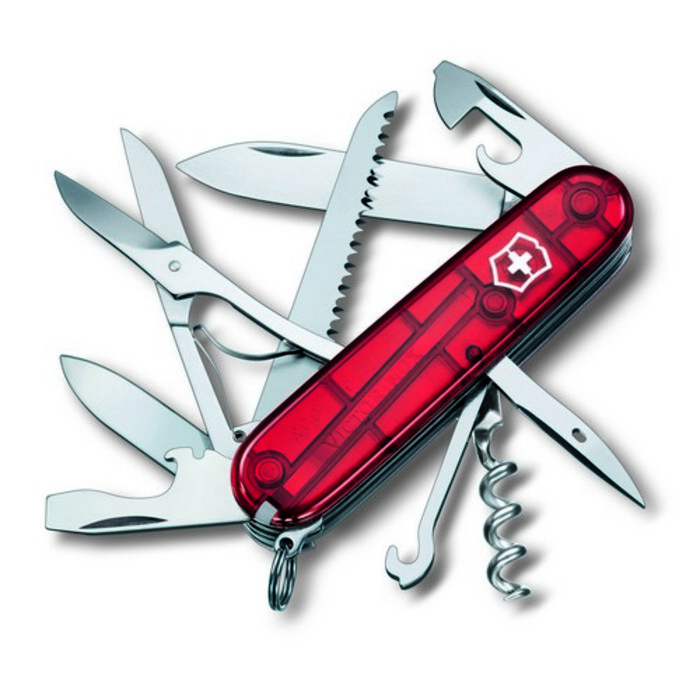 Ніж Victorinox Huntsman 91мм/15функ/черв.прозор