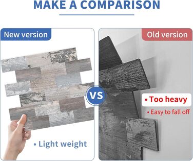 Штучна настінна плитка, самоклеюча панель для кухонного фартуха, тверда ПВХ плитка, клейка плитка для кухні та ванної кімнати (34 x 29 см) (20, рустикальний бейвуд)