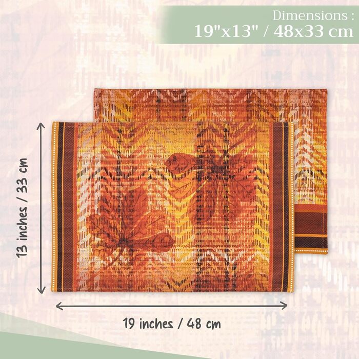 Бавовняні килимки для серветок, набір з 4 шт. , декоративні килимки для серветок, пасхальні килимки, що миються, для свят, вечерь, весни, літа (33 см x 48 см) (11 - тартан на День подяки), 39Hermine 100