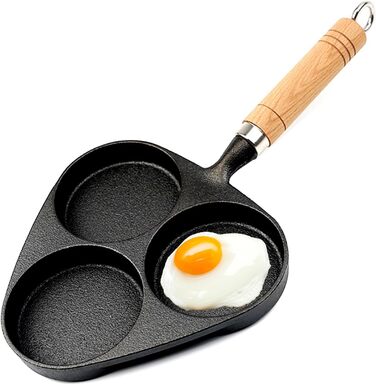Чугунная сковорода для жарки яиц 3-в-1, черная Justup