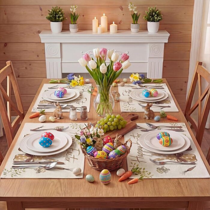 Набор из 4 пасхальных ковриков с милым кроликом 30 х 45 см YEAMLTE