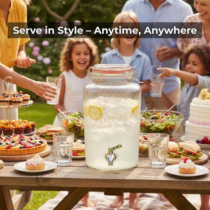 Скляний диспенсер для напоїв з краном 5 л Smiths Mason Jars