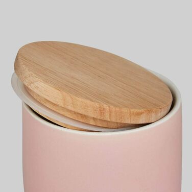 Керамічні банки для зберігання SPRINGLANE 2 шт. Набір з дерев'яною кришкою Sweet Scandi, гумова дерев'яна кришка, ящики для зберігання, коробки для зберігання продуктів ( рожевий 10x18 см)