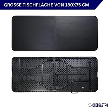 Складаний фуршетний стіл 180x74 см чорний CHEFGASTRO