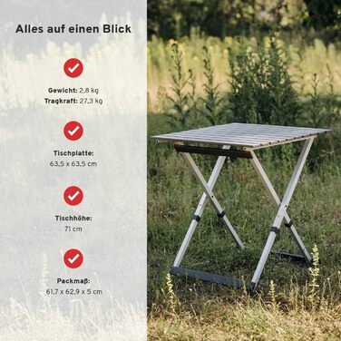 Складной алюминиевый стол для кемпинга 63,5 x 63,5 см CAMPWERK